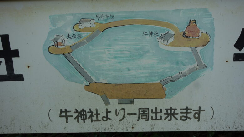田倉牛神社の境内の地図