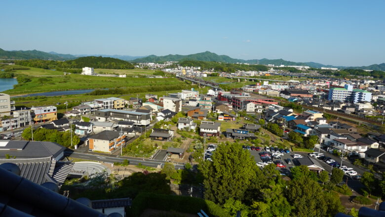 福知山城の天守閣からの眺め