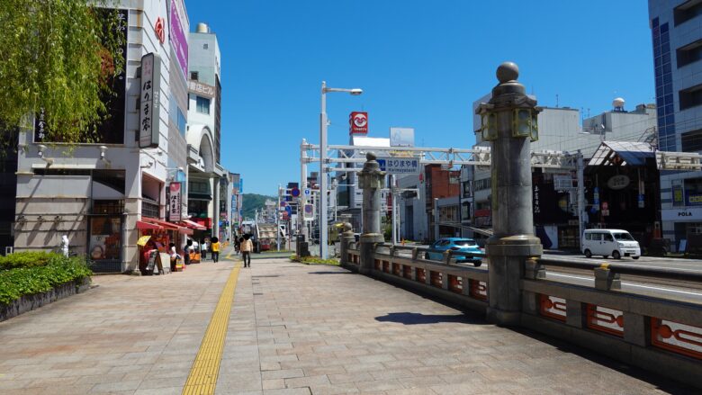 はりまや橋前から高知駅方向の眺め