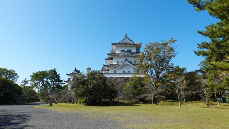 少し遠くから伊賀上野城を眺める