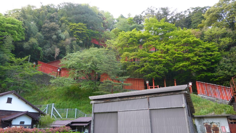 麓から見ると、鳥居の連なる様子がよく分かる