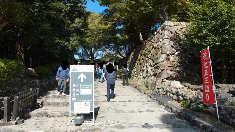 杉の丸の石垣が見えてきた