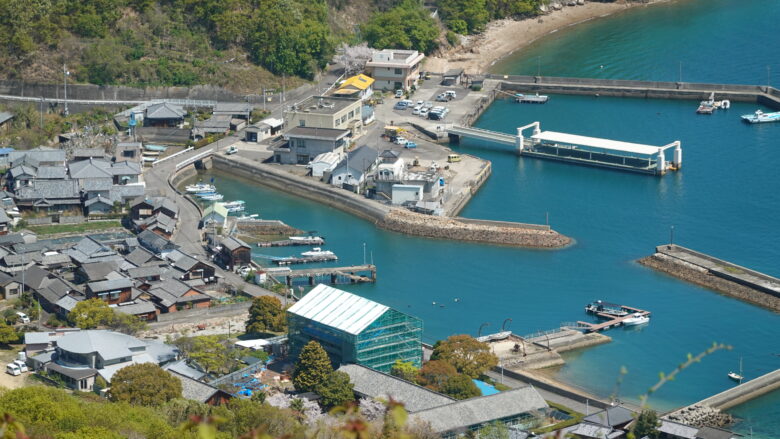 カメラのズーム機能を使って、粟島港周辺をパシャリ
